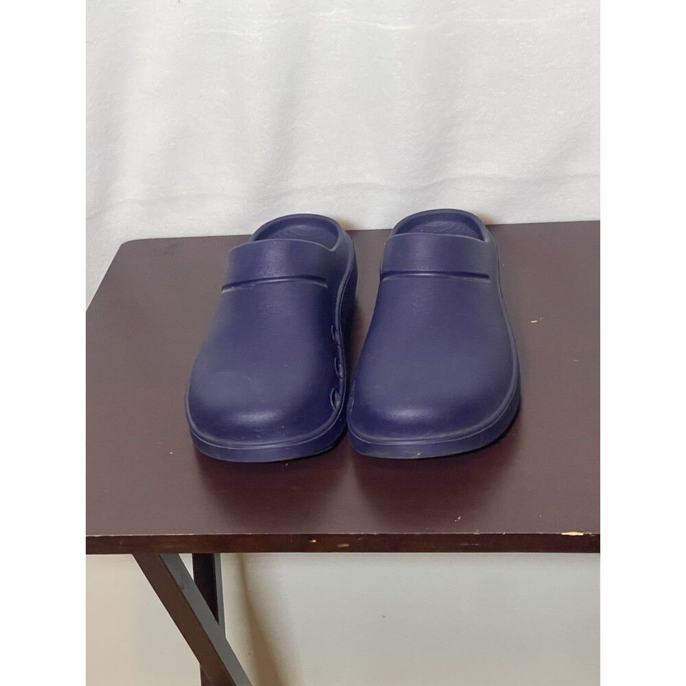 OOFOS Blue Slip-On Clog Sandals Rubber Upper Logo US M6 W8 EU 39